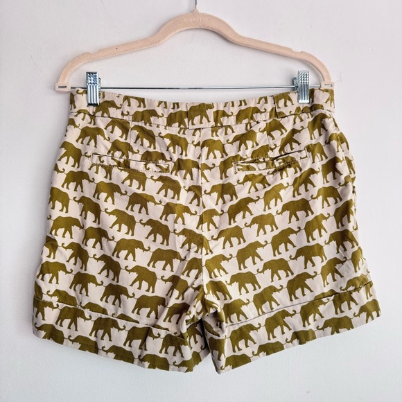 Anthropologie Cartonnier Green Finchley Elephant Print Safari Cuffed Shorts 6 - Picture 3 of 7